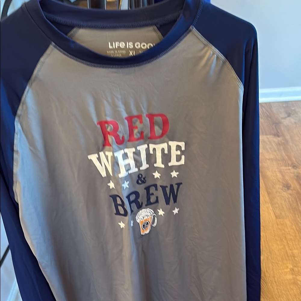 Life Is Good Navy and Gray Long Sleeve Tee